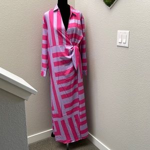 Fun & Flattering Faux Wrap Maxi Dress Size Large